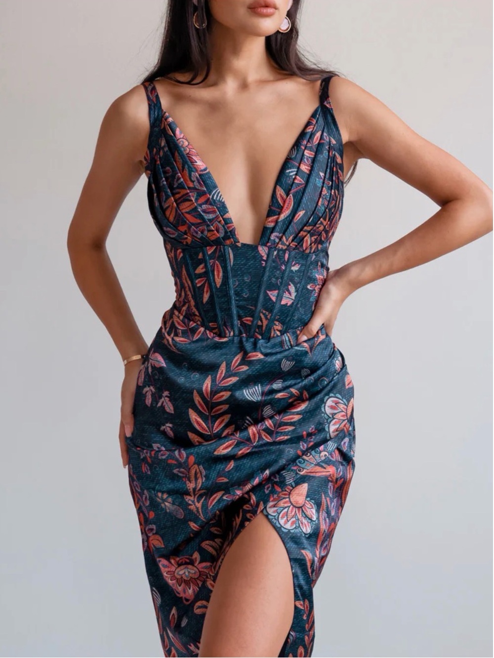 Averie - Halley Draped Midi Dress in Cobalt Blue
